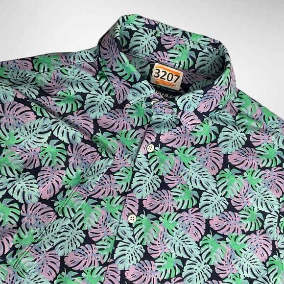 Mizzen Main Halyard Short Sleeve Mens Palm Leaf‎ Print Halyard size Small Green - Picture 1 of 13